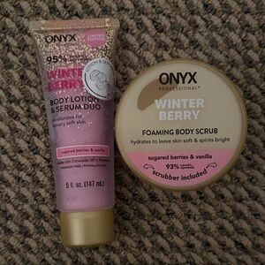 Onyx Winter Berry Body Lotion & Scrub Duo - Pink and Gold